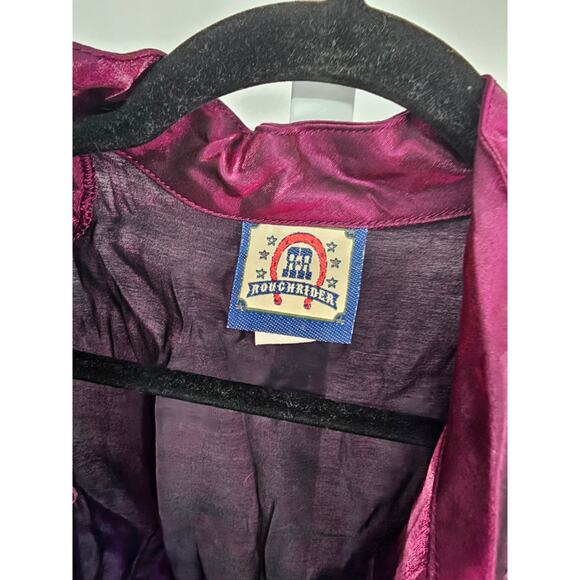 VTG Roughrider Women's Purple Long Sleeve Button Down Blended Fiber Tip Size XL - Picture 4 of 6